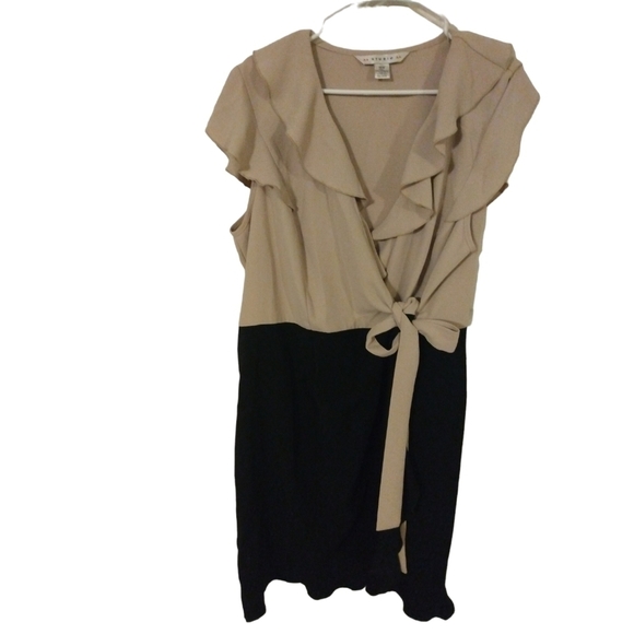 AA Studio Two Toned Wrap Minimalist Business Casual Midi Plus Dress 18 W - Picture 1 of 10